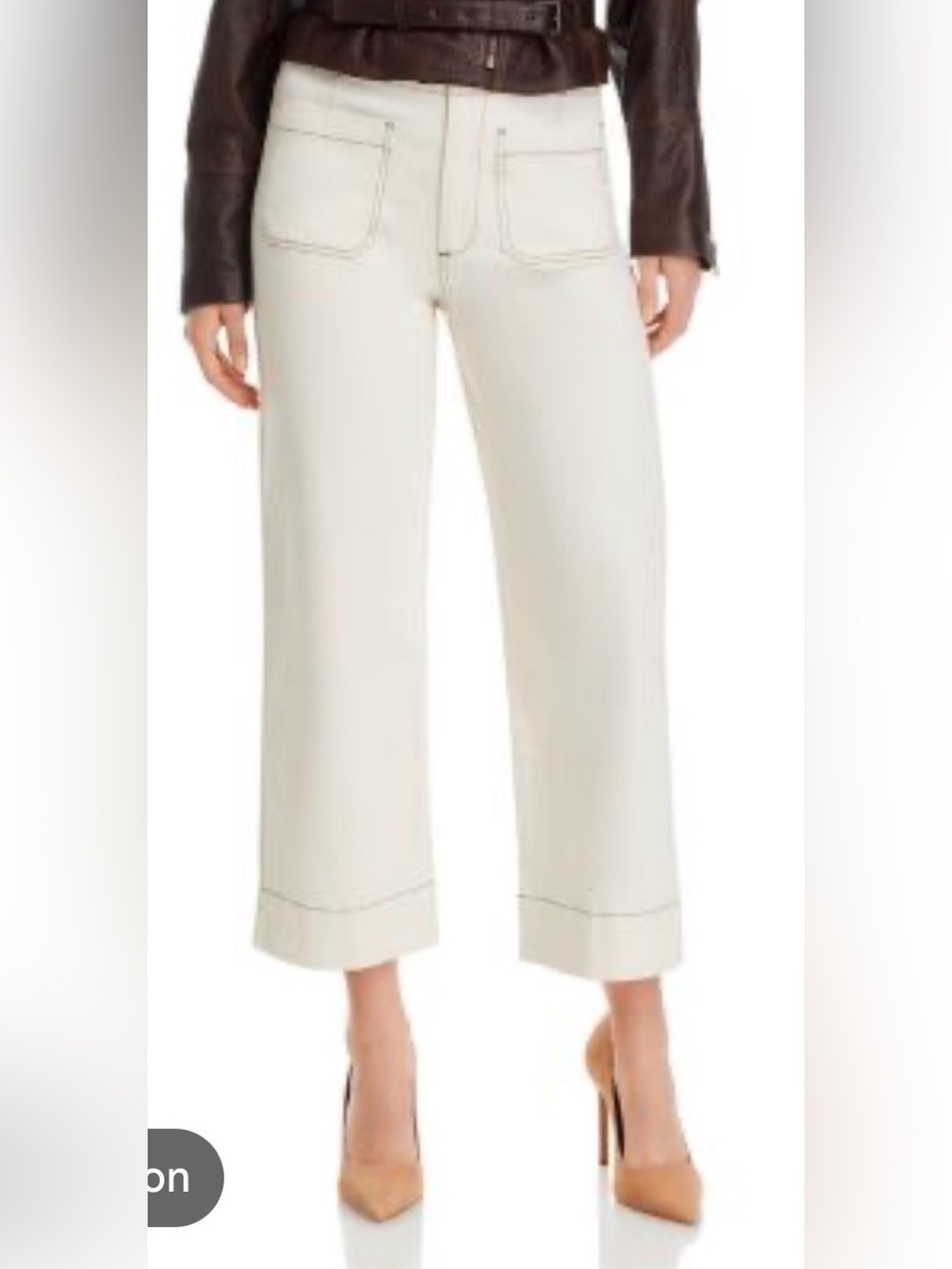 Bagatelle Cream Wide-Leg Crop Jeans with Stretch & Topstitching. Size 12 EUC